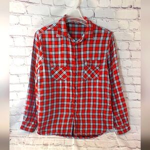 Sundance Flannel Plaid Barn Cotton Soft Button Down L
